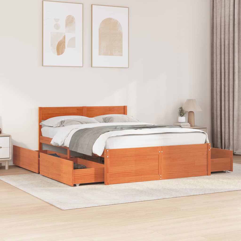 Bed Frame Without Mattress Solid Wood Pine