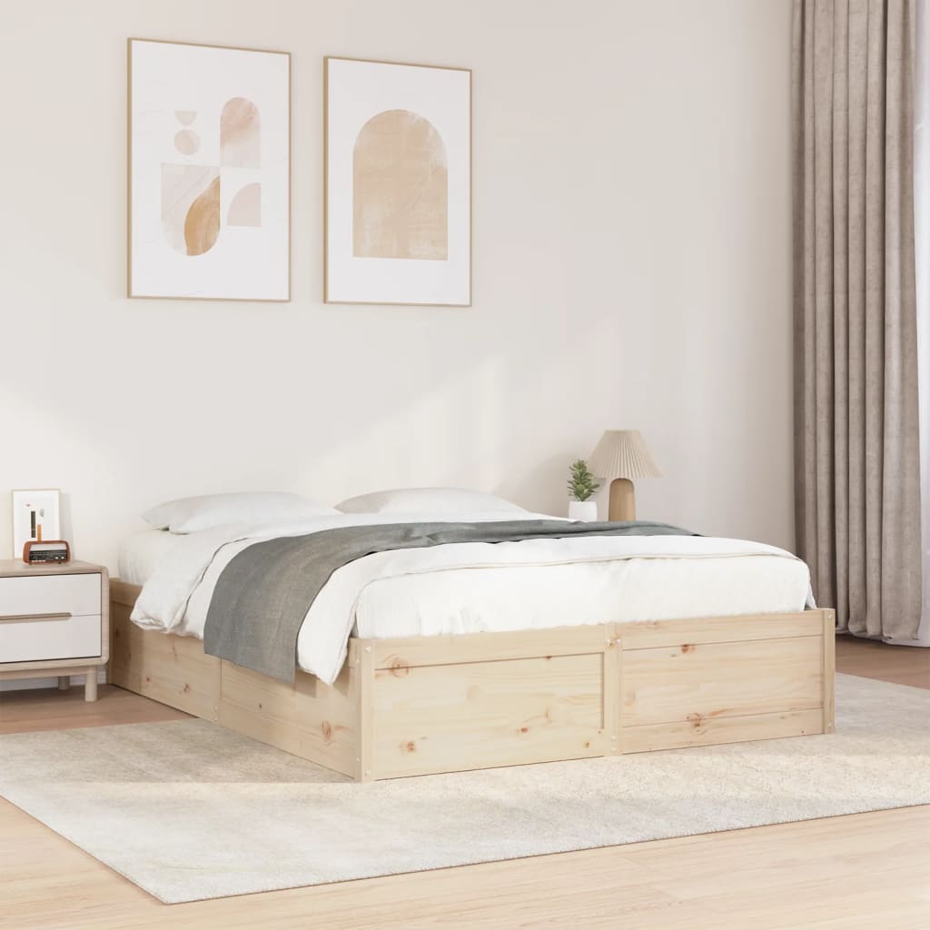 Bed Frame Without Mattress Solid Wood Pine