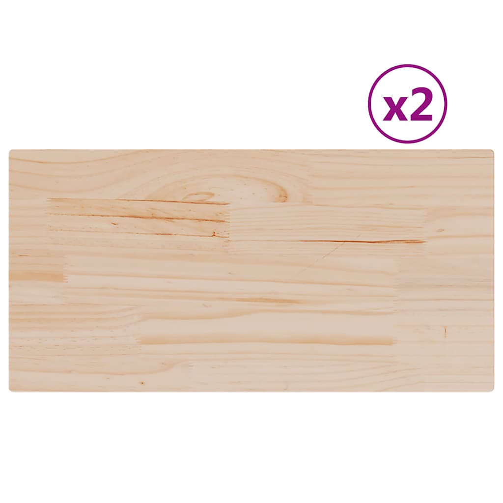 Table Tops 2 Pcs 80X40X1.7 Cm Rectangular Solid Wood Pine