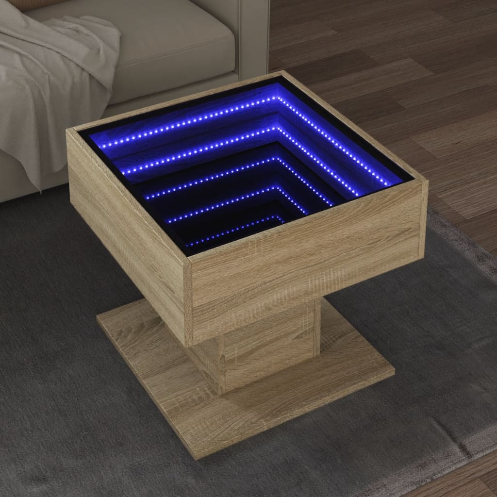 Coffee Table With Led 50X50X45 Cm Engineered Wood