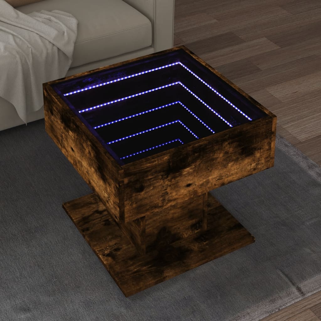 Coffee Table With Led 50X50X45 Cm Engineered Wood
