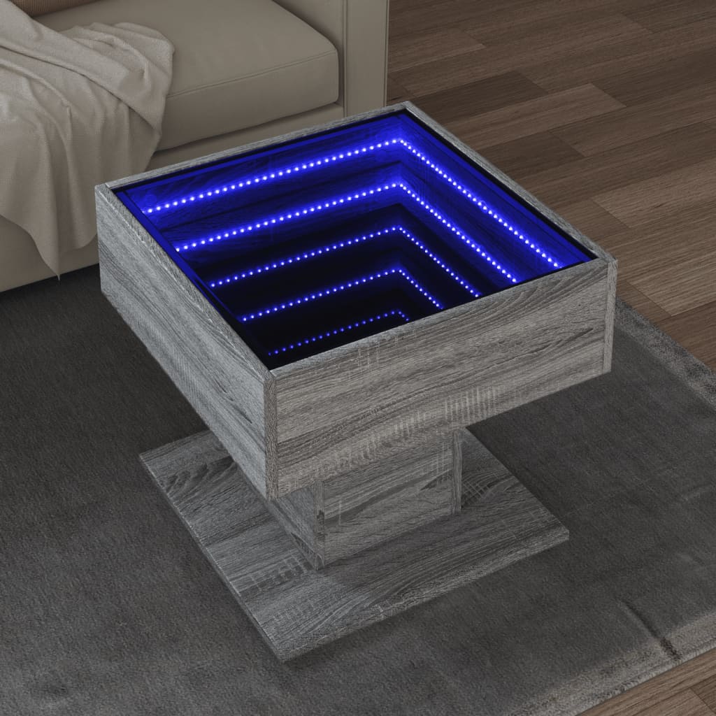 Coffee Table With Led 50X50X45 Cm Engineered Wood