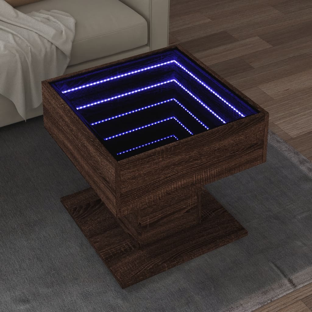 Coffee Table With Led 50X50X45 Cm Engineered Wood