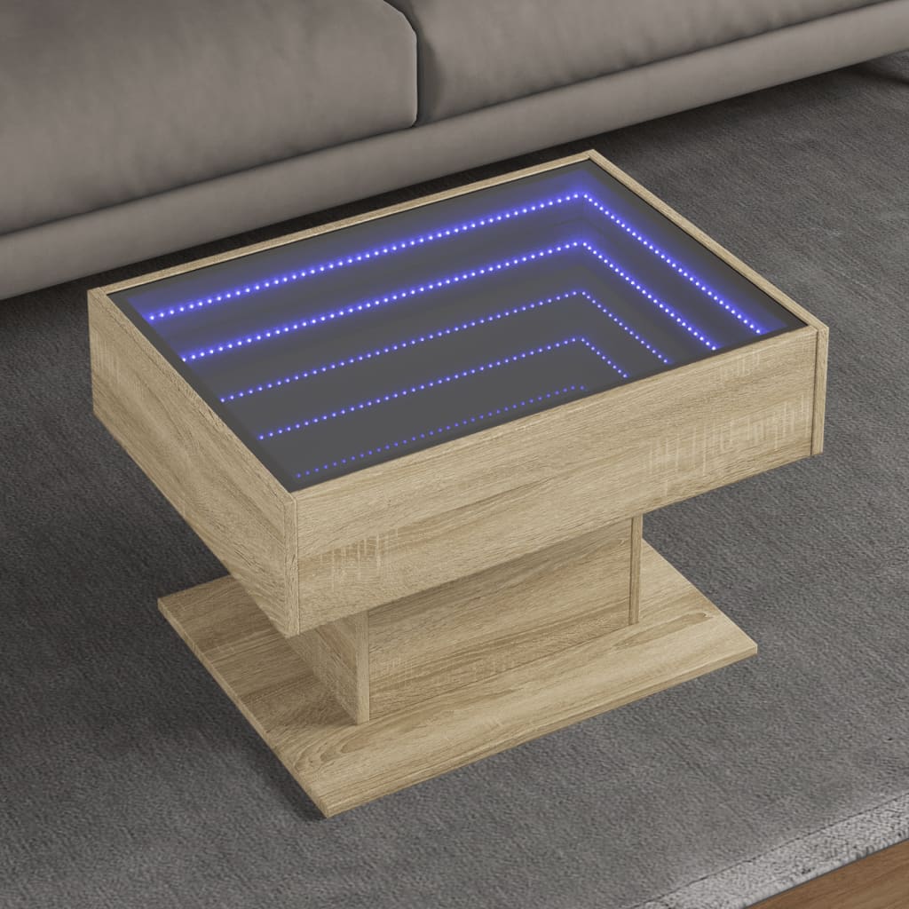 Coffee Table With Led 50X50X45 Cm Engineered Wood