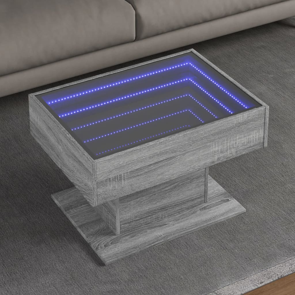 Coffee Table With Led 50X50X45 Cm Engineered Wood