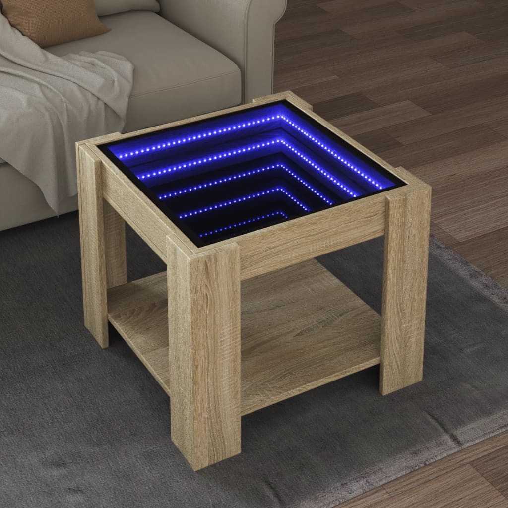Coffee Table With Led 53X53X45 Cm Engineered Wood