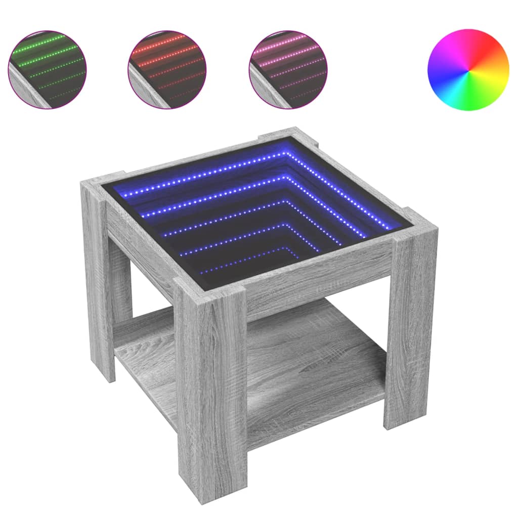 Coffee Table With Led 53X53X45 Cm Engineered Wood