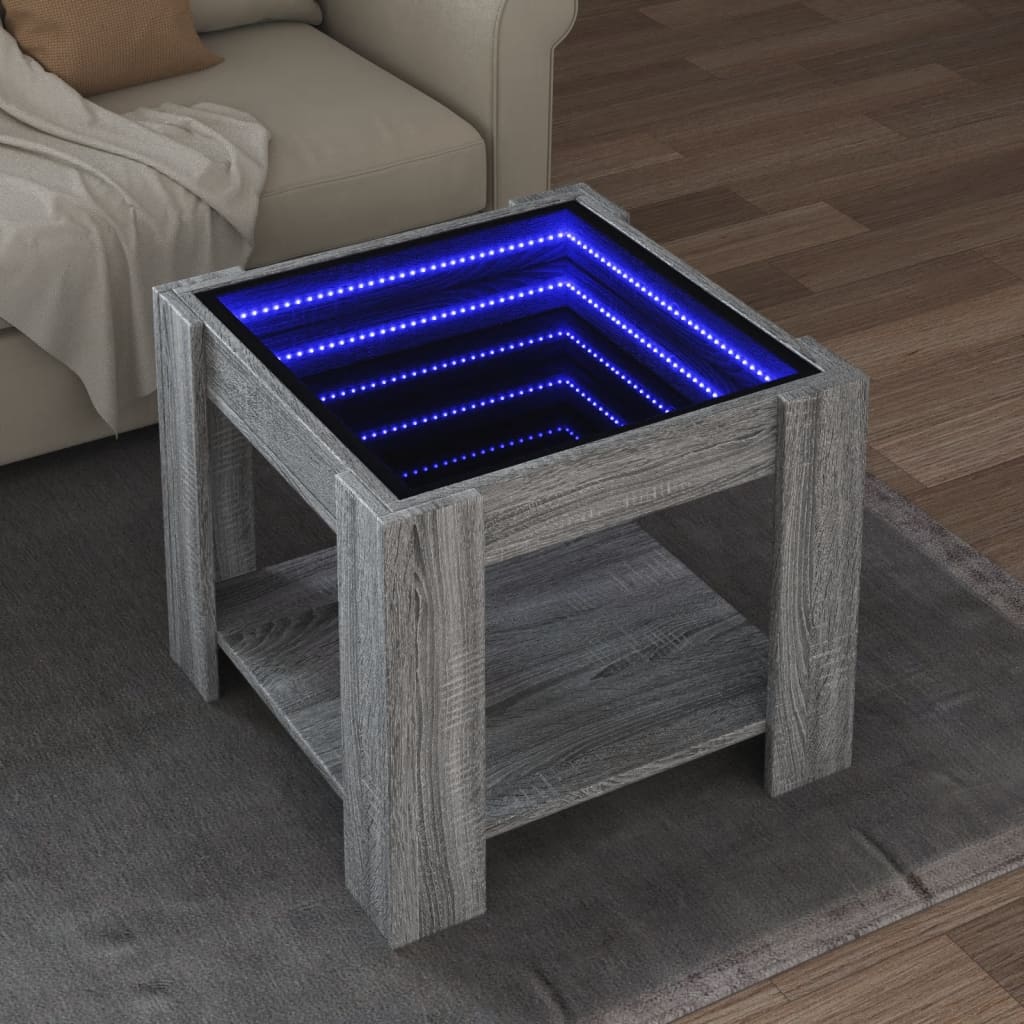 Coffee Table With Led 53X53X45 Cm Engineered Wood