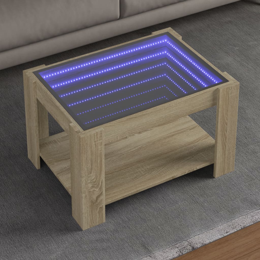 Coffee Table With Led 53X53X45 Cm Engineered Wood