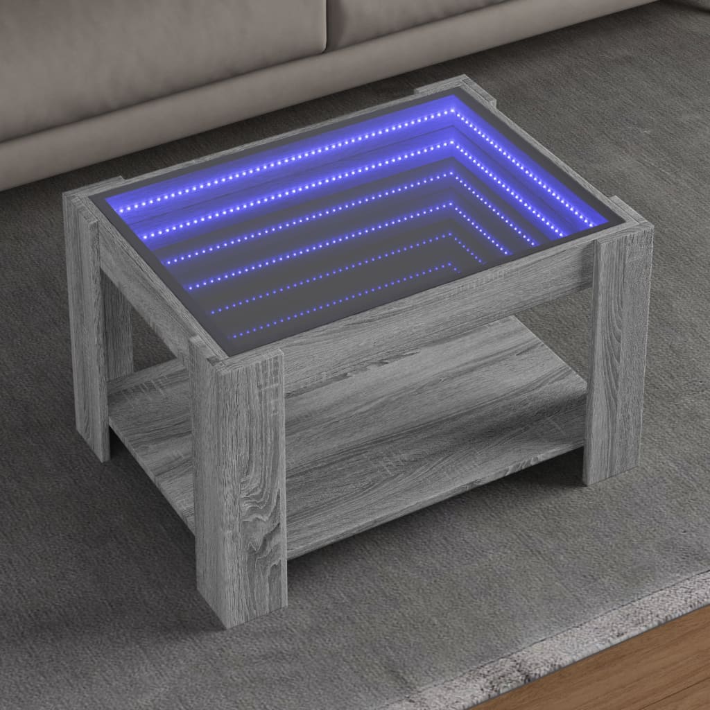 Coffee Table With Led 53X53X45 Cm Engineered Wood