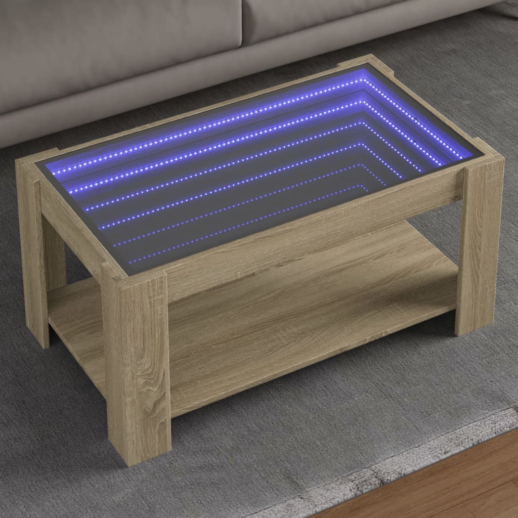 Coffee Table With Led 53X53X45 Cm Engineered Wood
