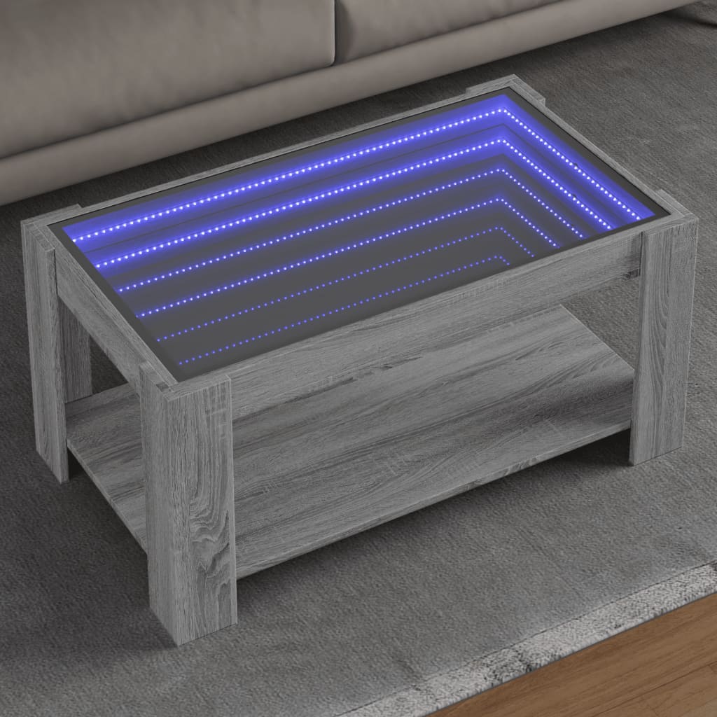 Coffee Table With Led 53X53X45 Cm Engineered Wood