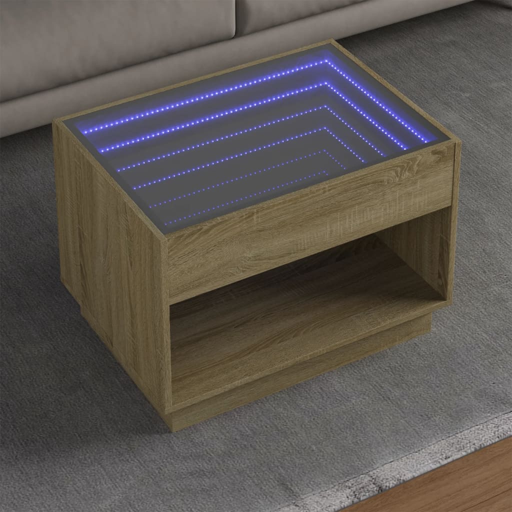 Coffee Table With Infinity Led 70X50X50 Cm
