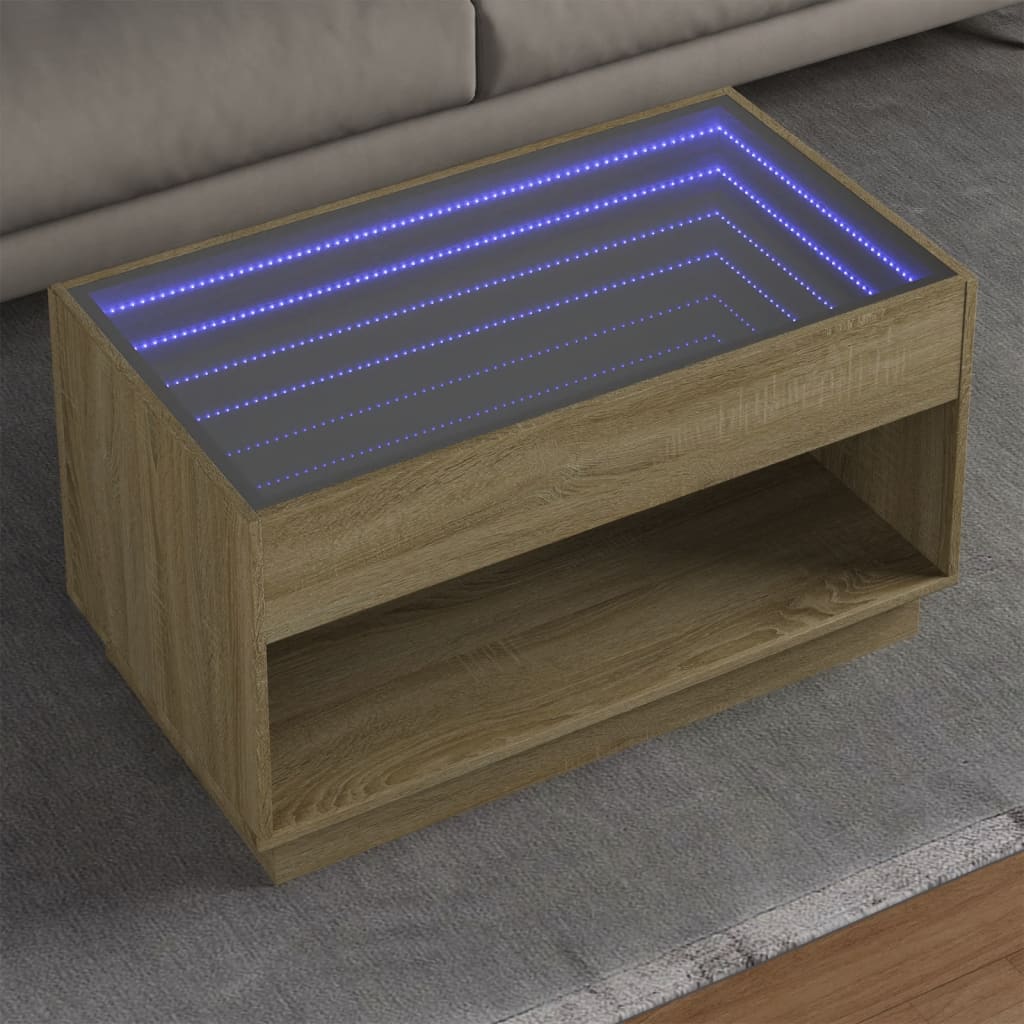Coffee Table With Infinity Led 70X50X50 Cm