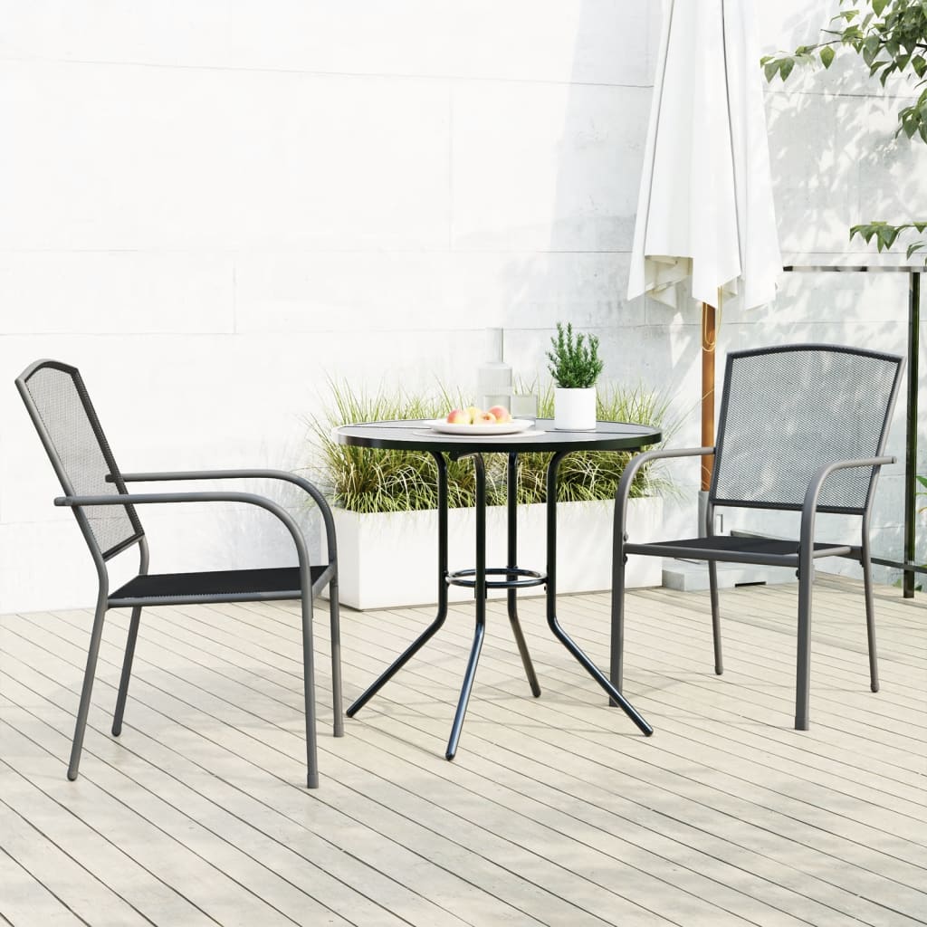 Stackable Garden Chair Set 5 Pcs Anthracite Powder-Coated Steel