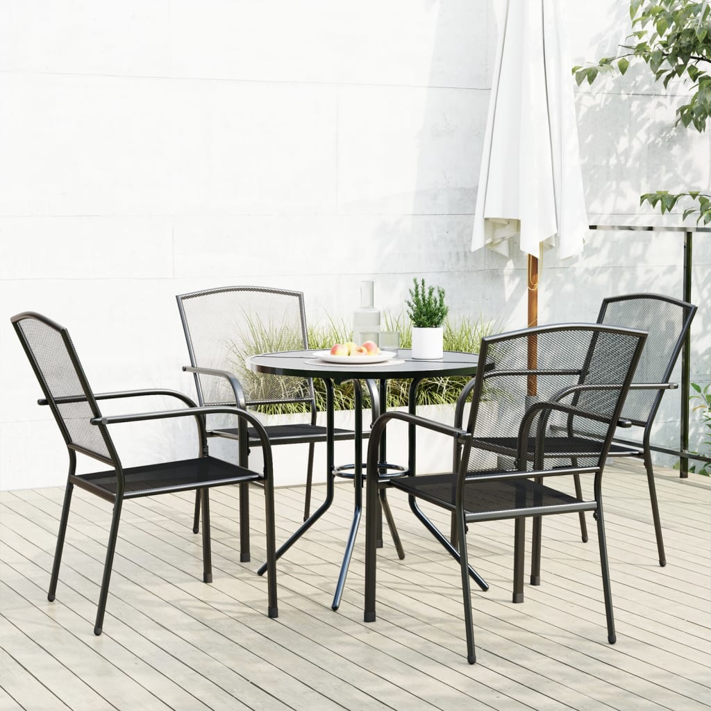 Stackable Garden Chair Set 5 Pcs Anthracite Powder-Coated Steel