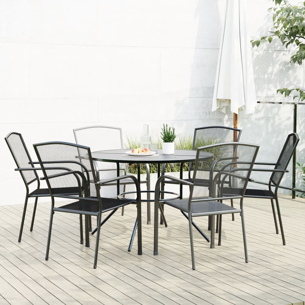 Stackable Garden Chair Set 5 Pcs Anthracite Powder-Coated Steel