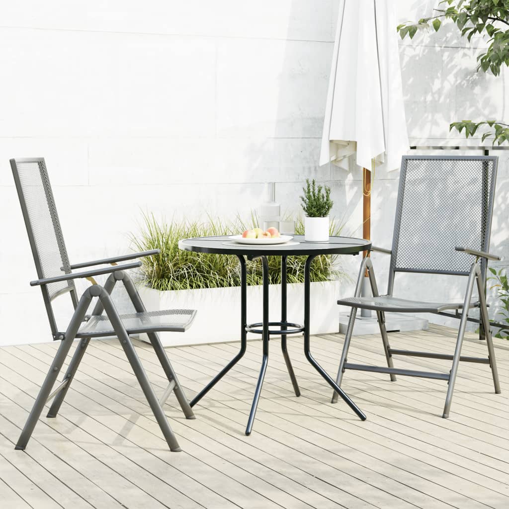 Reclining Garden Chair Set 7 Pcs Anthracite Powder-Coated Steel