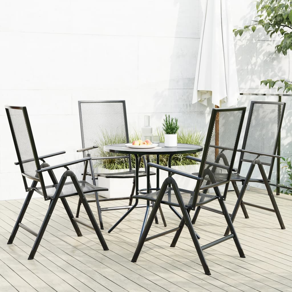 Reclining Garden Chair Set 7 Pcs Anthracite Powder-Coated Steel