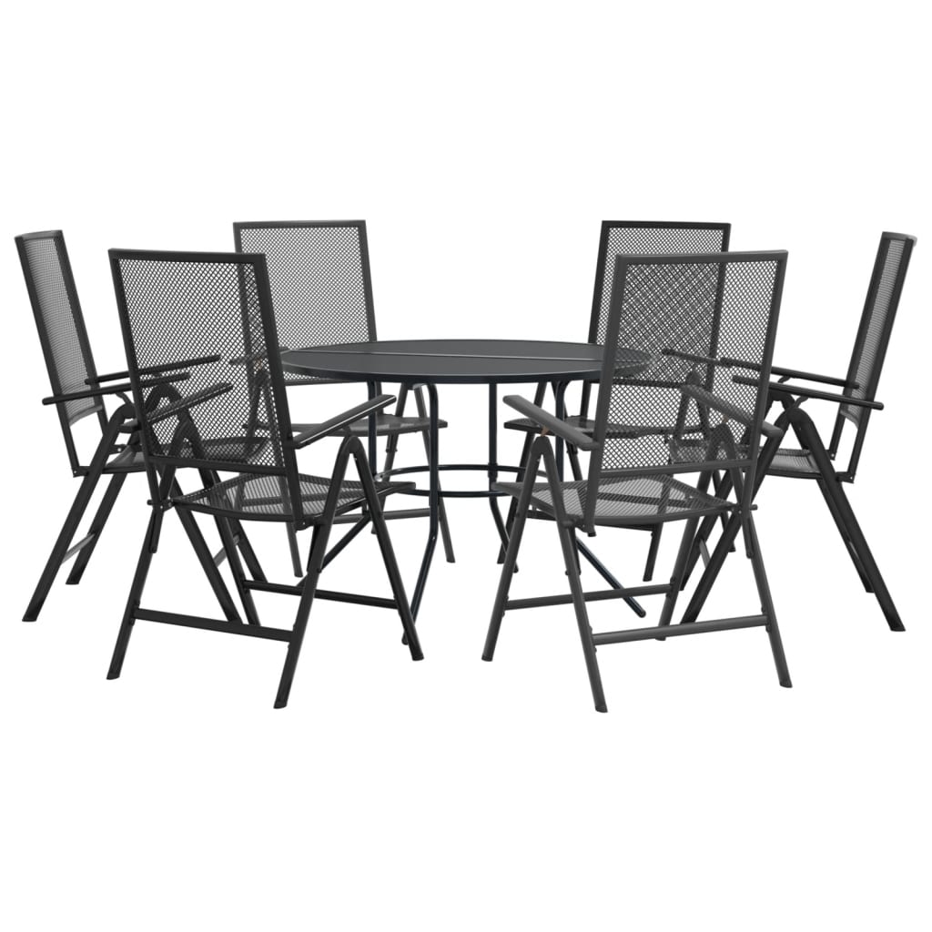 Reclining Garden Chair Set 7 Pcs Anthracite Powder-Coated Steel