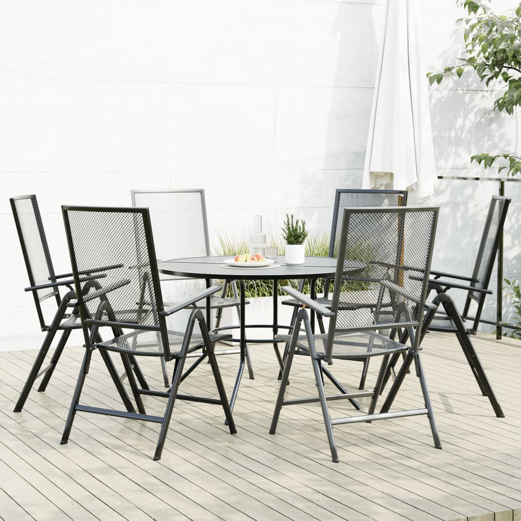 Reclining Garden Chair Set 7 Pcs Anthracite Powder-Coated Steel