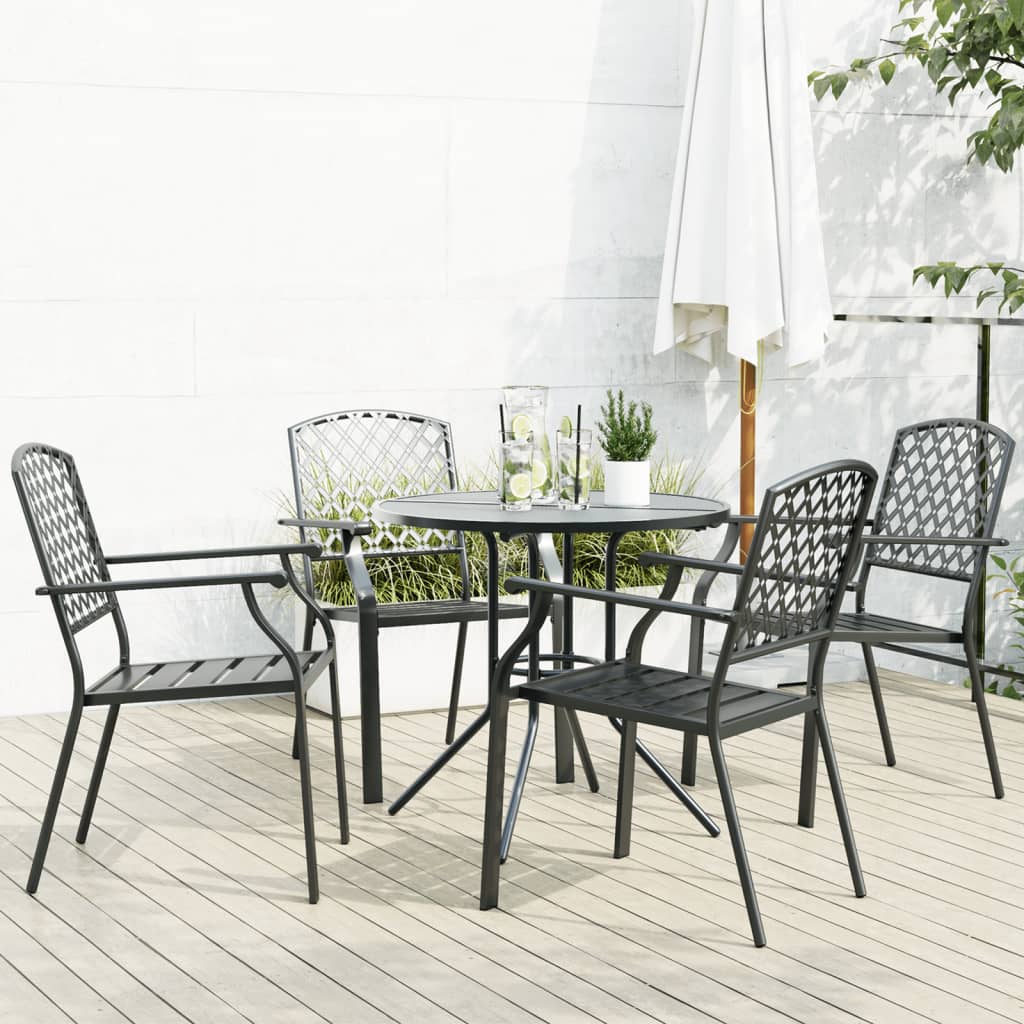 Stackable Garden Chair Set 5 Pcs Anthracite Powder-Coated Steel