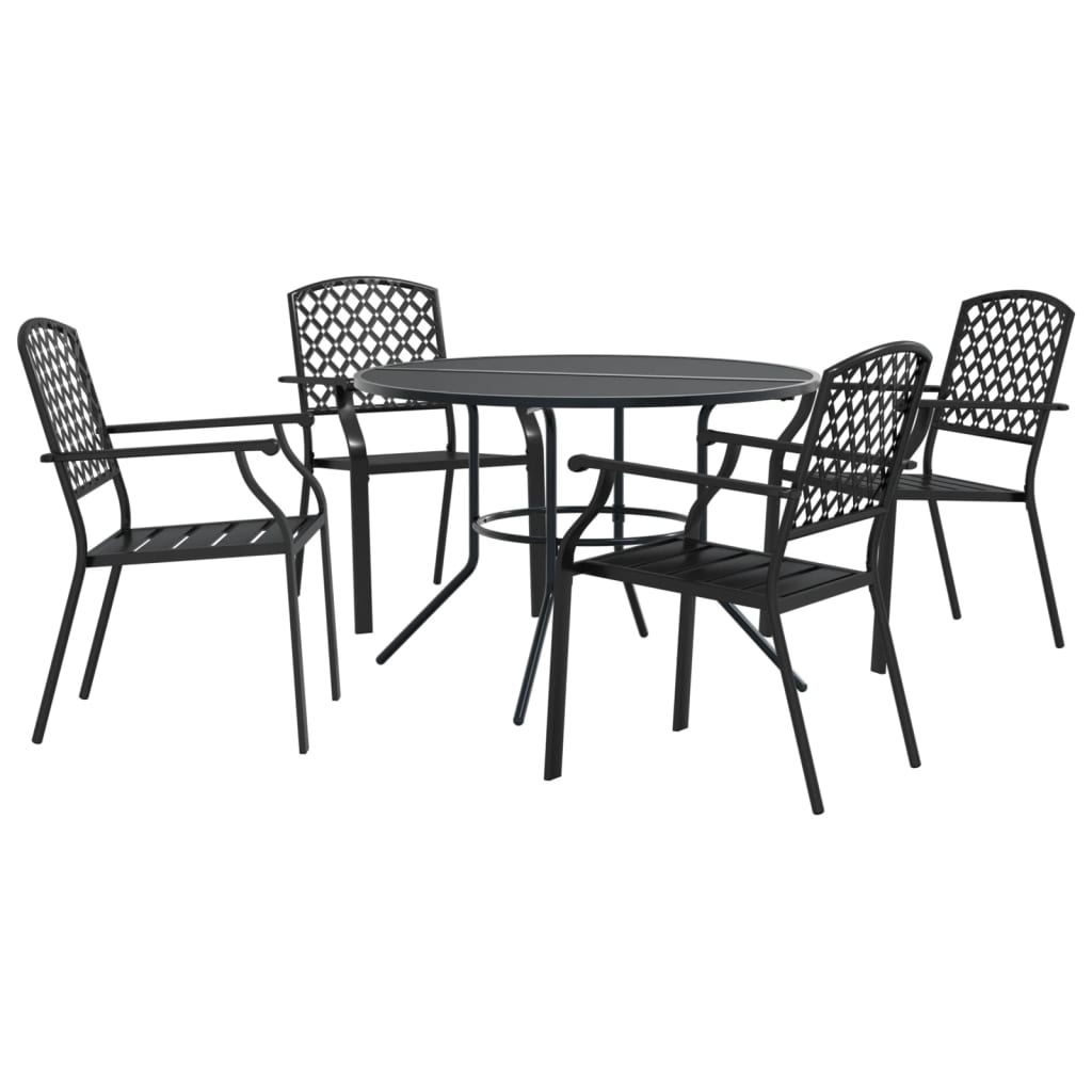 Stackable Garden Chair Set 5 Pcs Anthracite Powder-Coated Steel