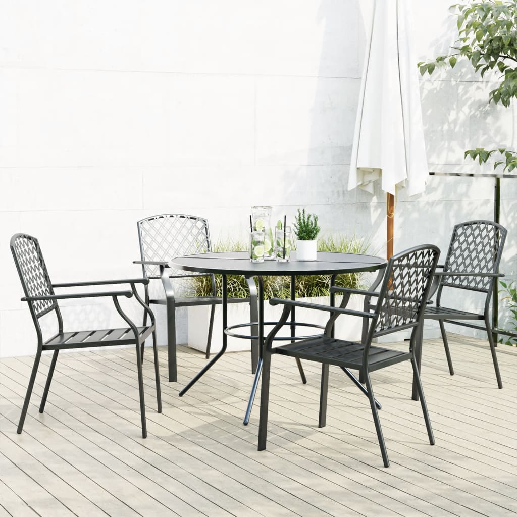 Stackable Garden Chair Set 5 Pcs Anthracite Powder-Coated Steel