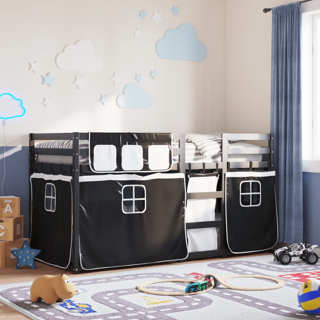 Bunk Bed Without Mattress White& Solid Wood Pine