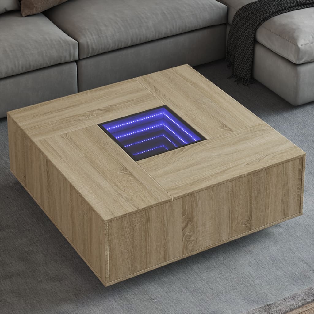 Coffee Table With Led Engineered Wood