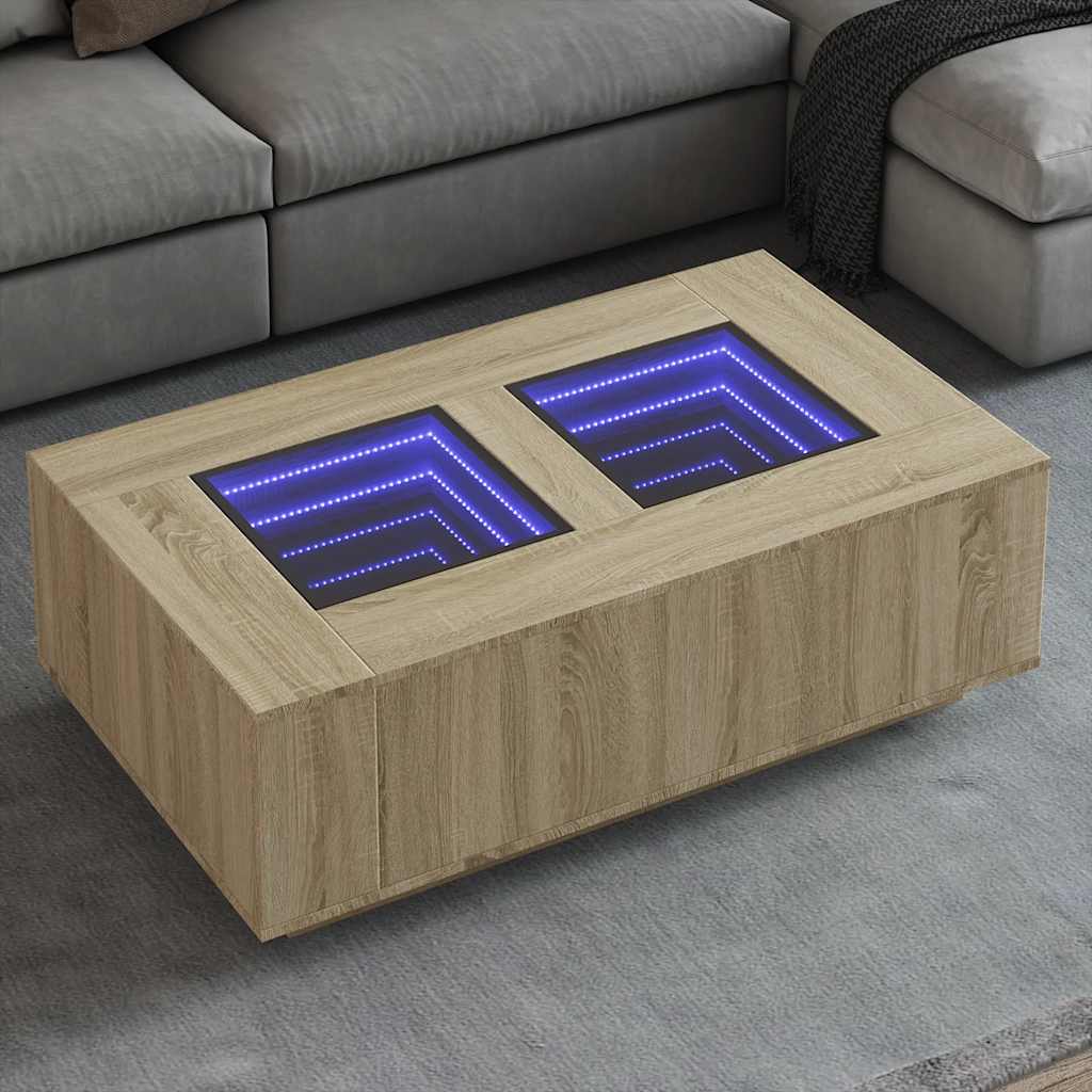 Coffee Table With Led Engineered Wood
