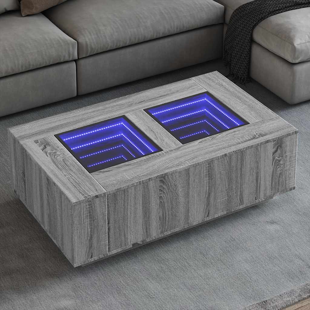 Coffee Table With Led Engineered Wood