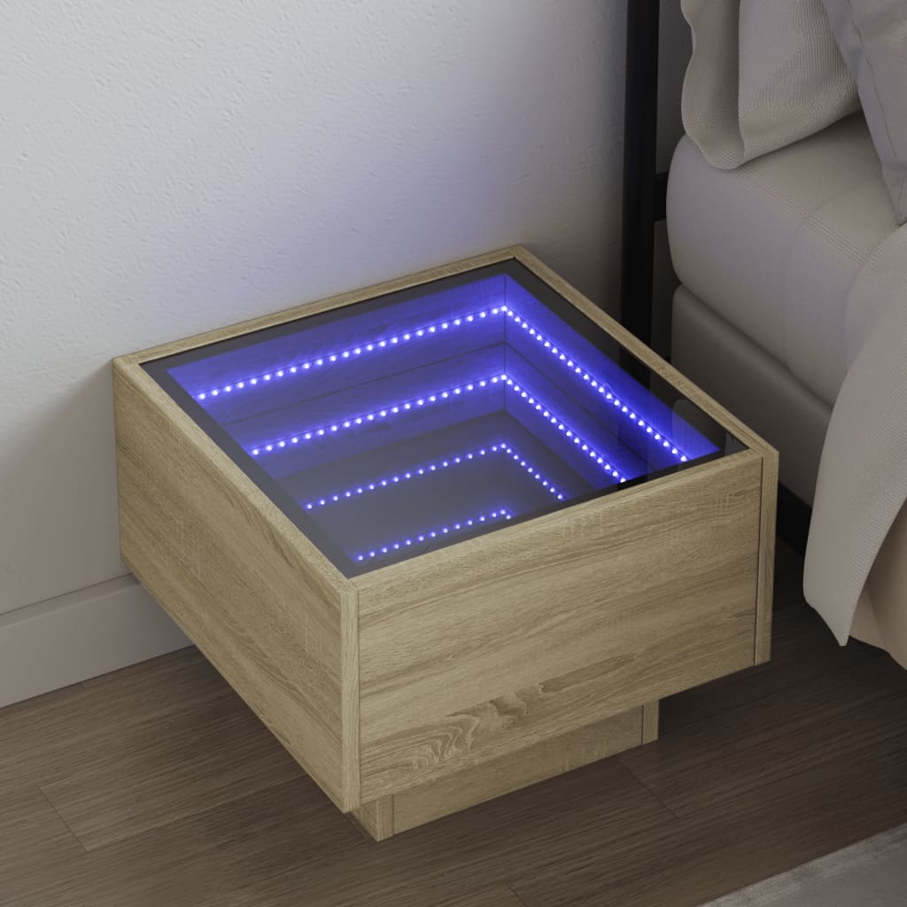 Bedside Table With Infinity Led 40X40X30 Cm