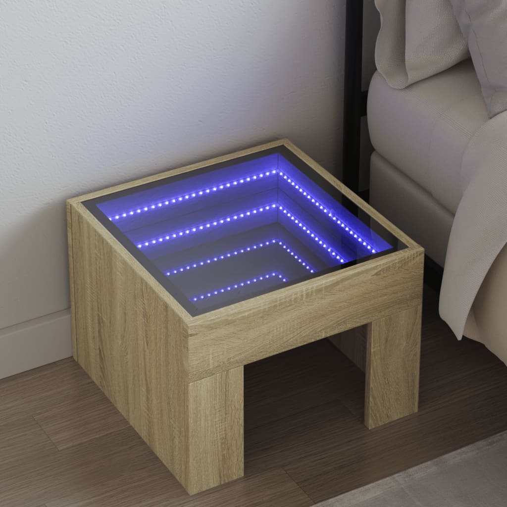 Bedside Table With Infinity Led 40X40X30 Cm