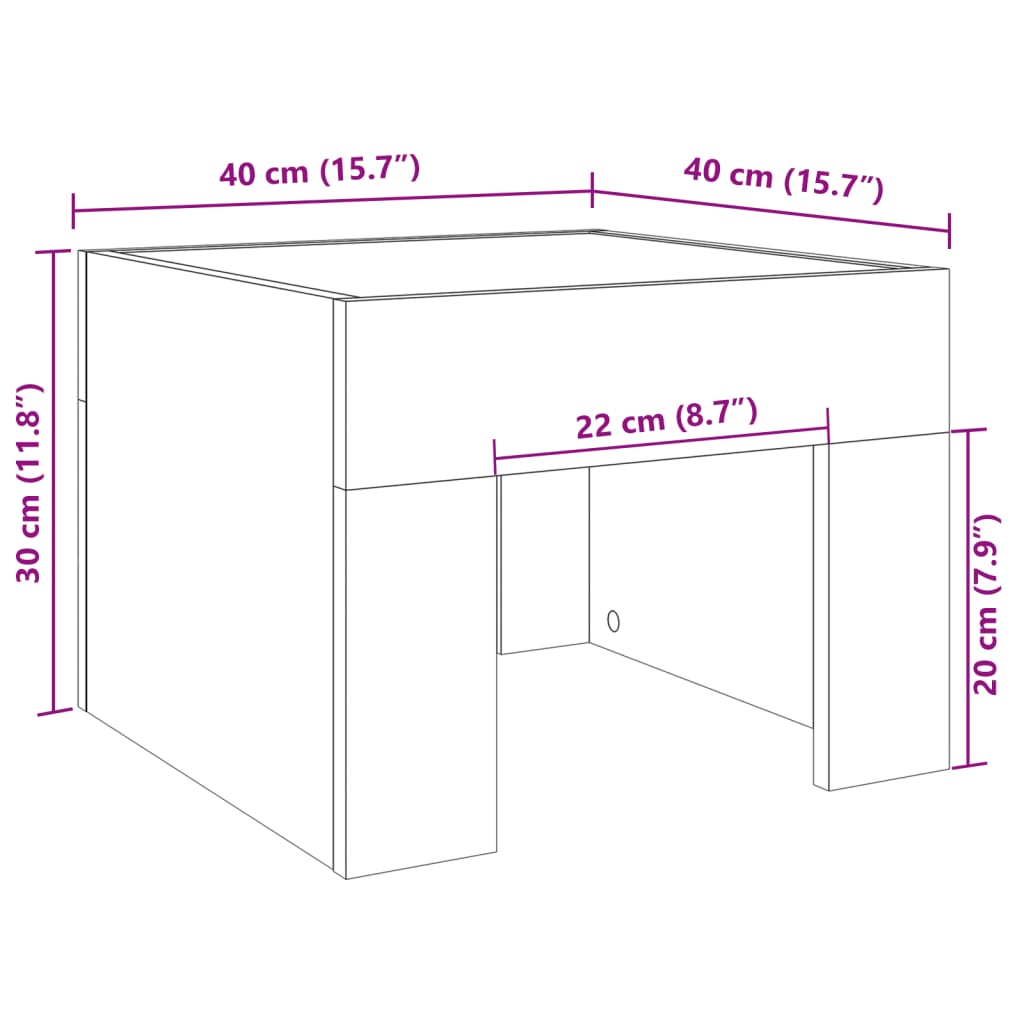 Bedside Table With Infinity Led 40X40X30 Cm