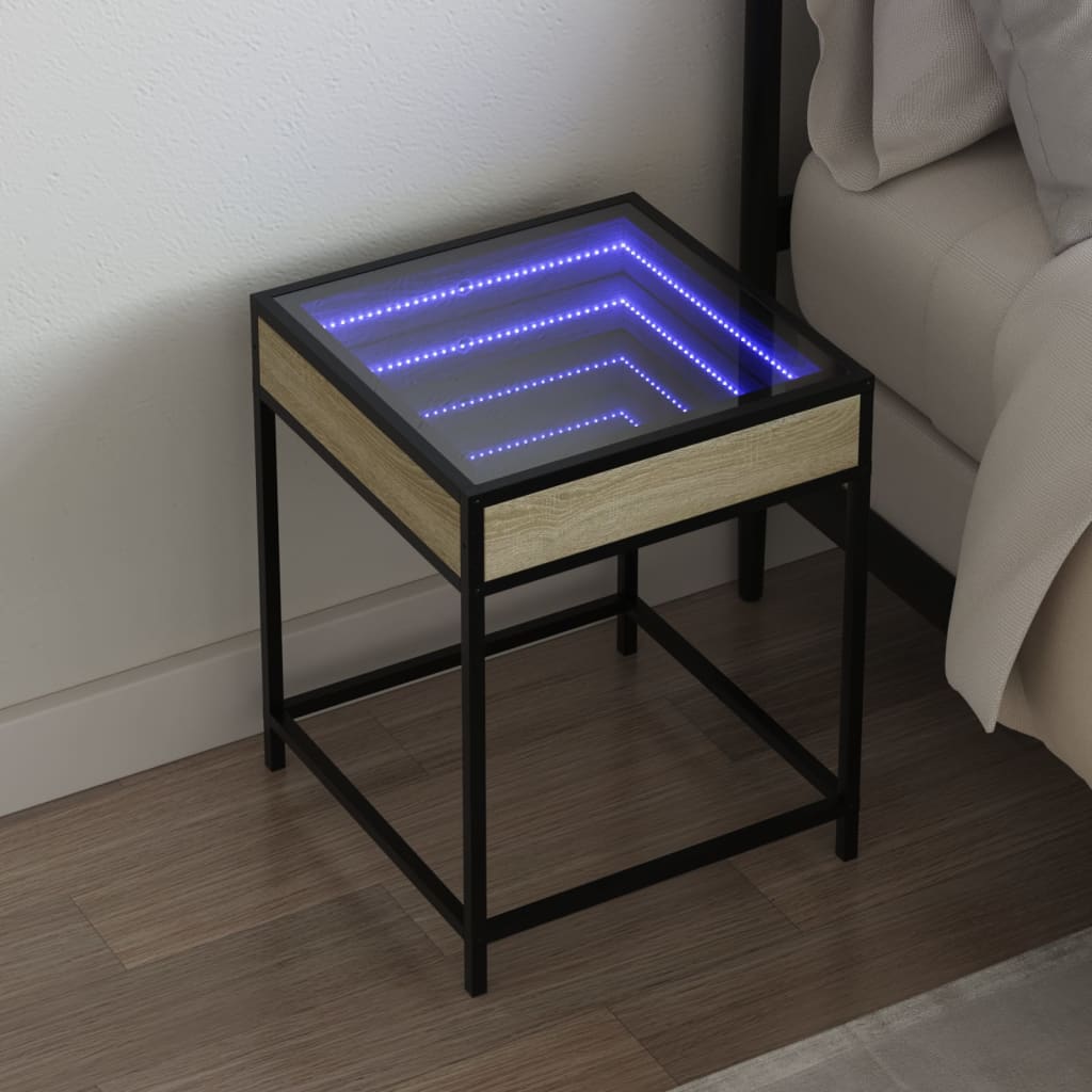Bedside Table With Infinity Led 40X40X51 Cm