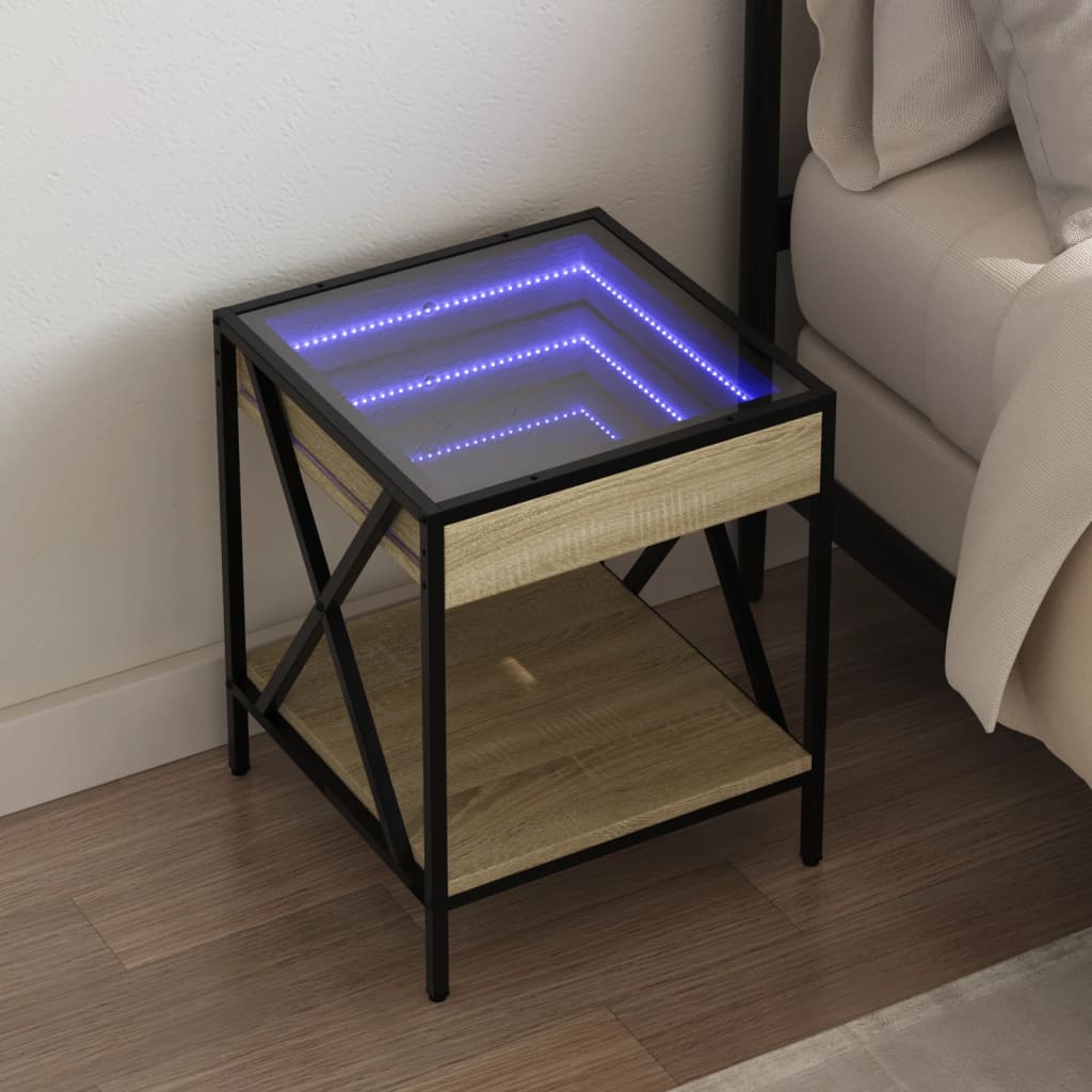 Bedside Table With Infinity Led 40X40X49 Cm