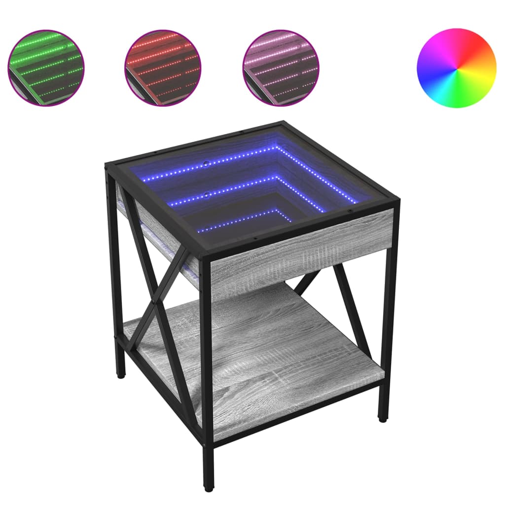 Bedside Table With Infinity Led 40X40X49 Cm