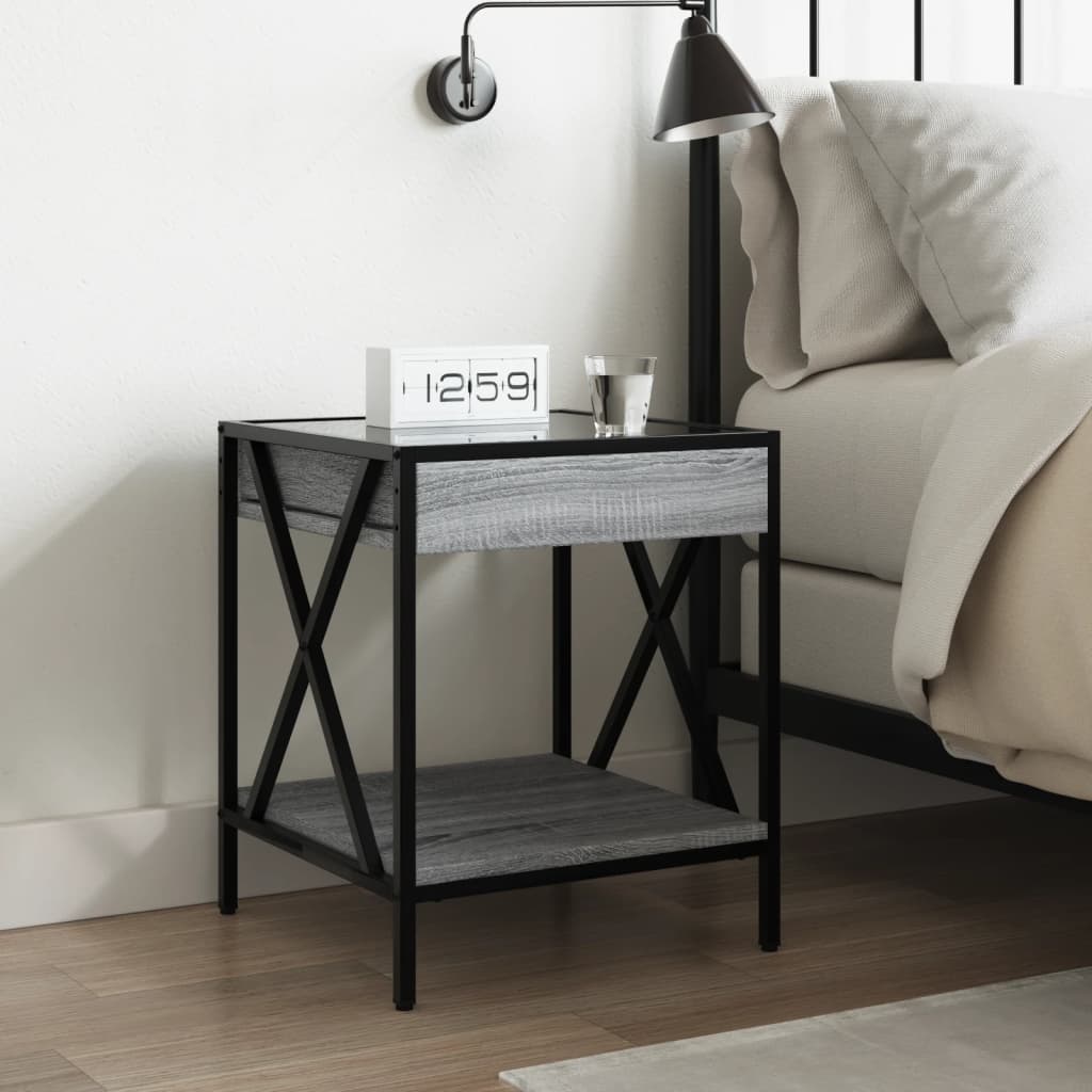 Bedside Table With Infinity Led 40X40X49 Cm