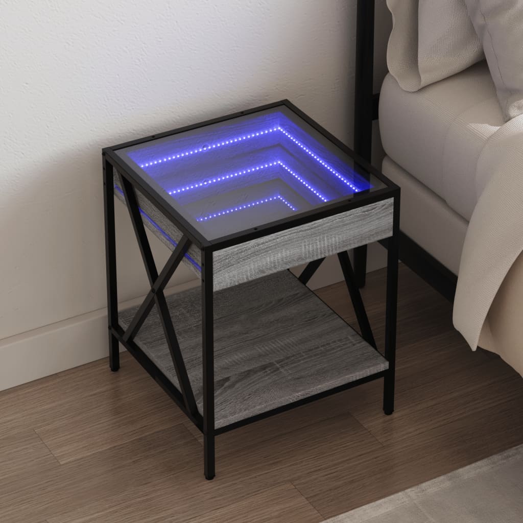 Bedside Table With Infinity Led 40X40X49 Cm