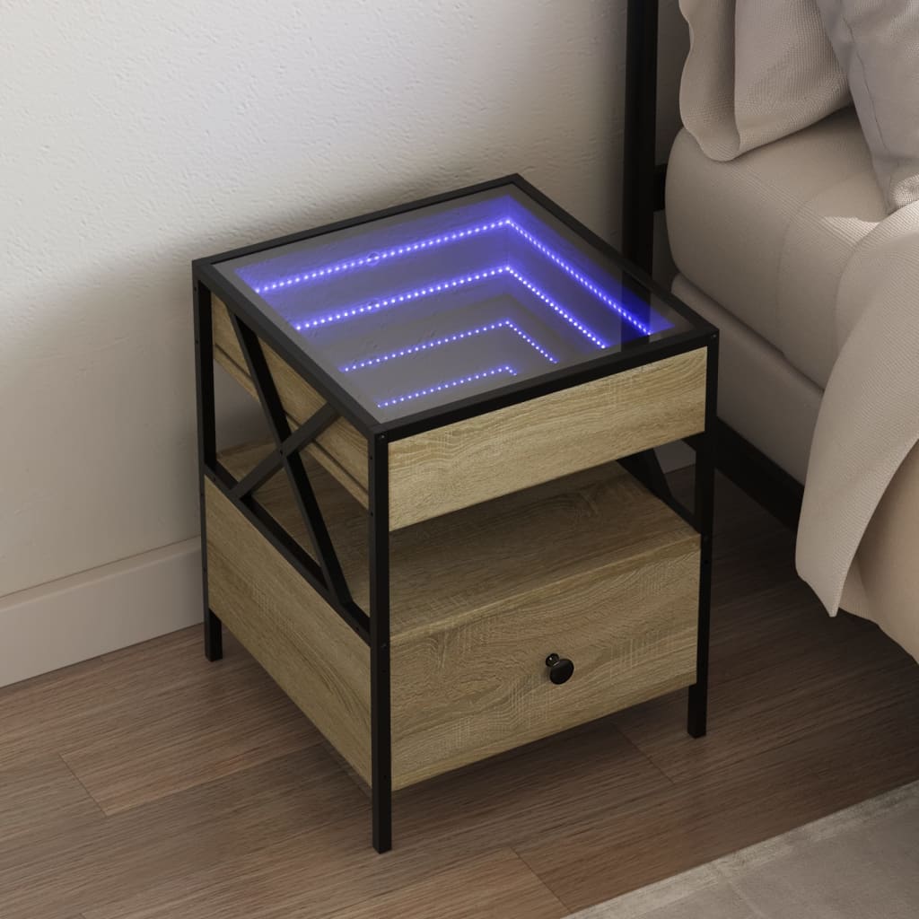 Bedside Table With Infinity Led 40X40X51 Cm