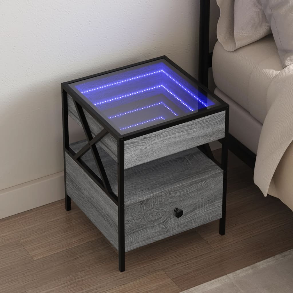 Bedside Table With Infinity Led 40X40X51 Cm