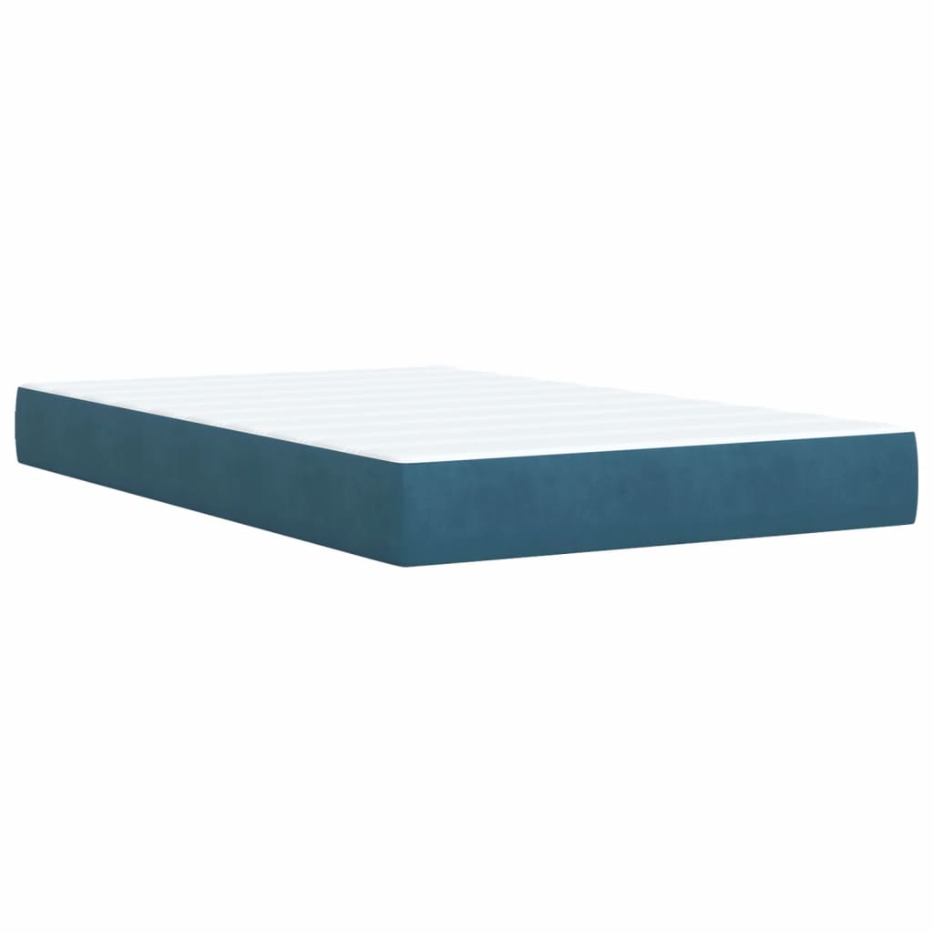 Box Spring Bed With Mattress Dark Blue Velvet