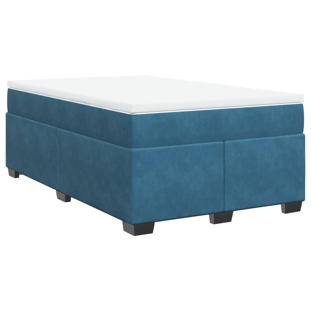 Box Spring Bed With Mattress Dark Blue Velvet