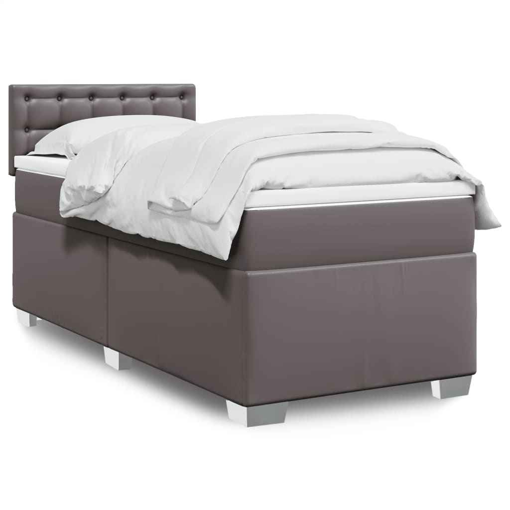 Box Spring Bed With Mattress Faux Leather