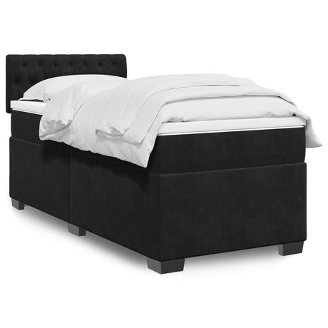 Box Spring Bed With Mattress Dark Velvet