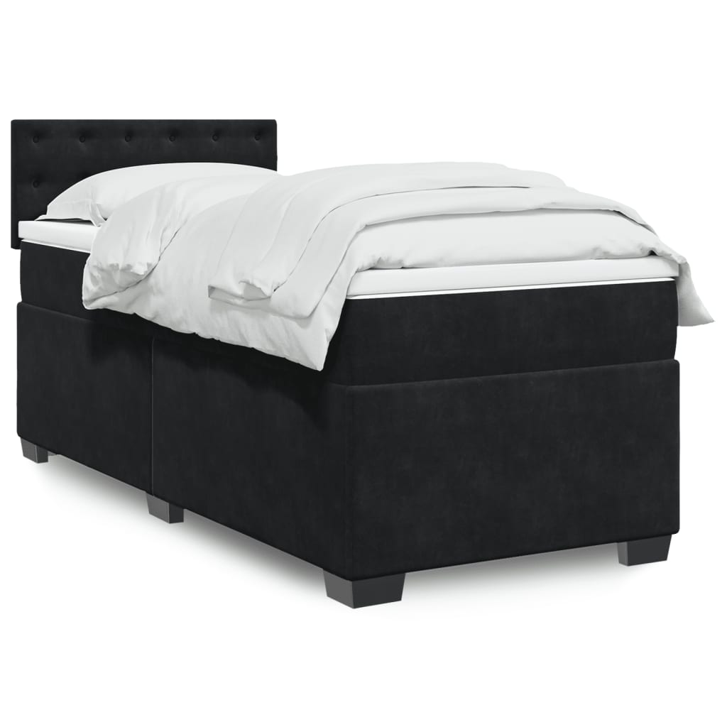 Box Spring Bed With Mattress Dark Velvet