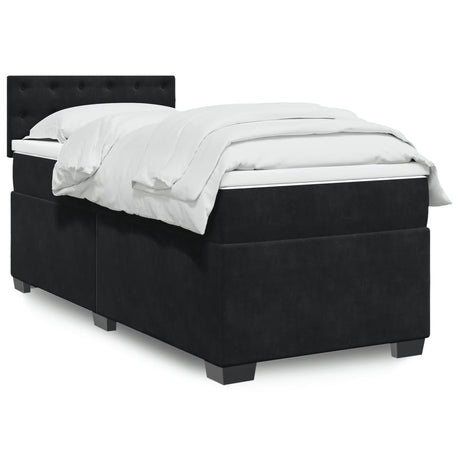 Box Spring Bed With Mattress Dark Velvet