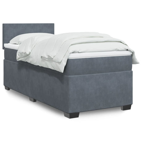 Box Spring Bed With Mattress Dark Velvet