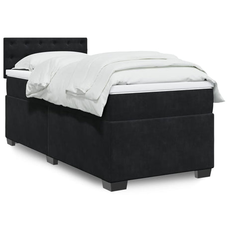Box Spring Bed With Mattress Dark Velvet